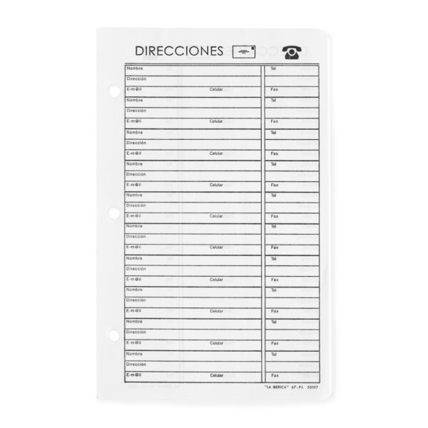 HOJAS PERFORADAS 67-PL 100 HOJAS DIRECCI