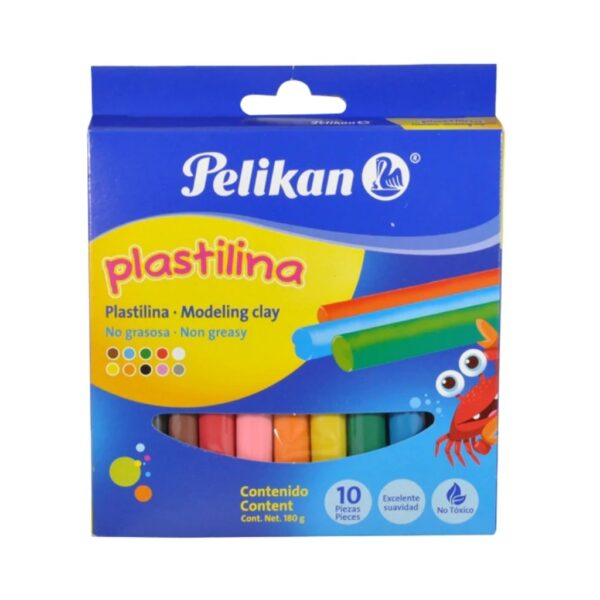 PLASTILINA PELIKAN 10 BARRITAS COLORES