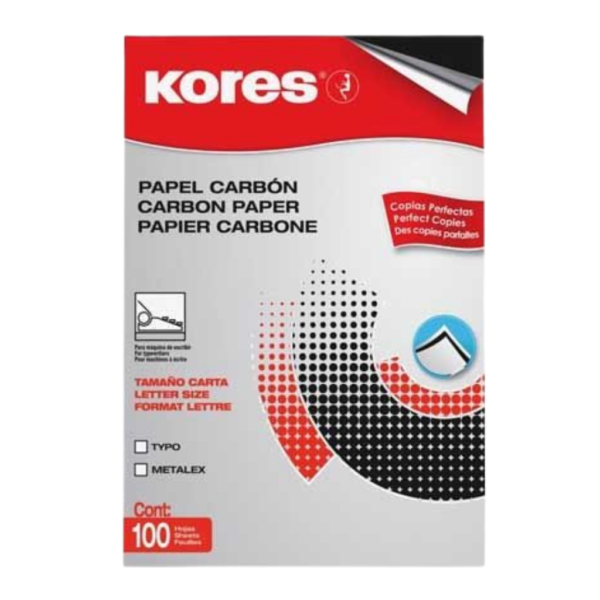 PAPEL CARBON KORES NEGRO T.O. TYPO