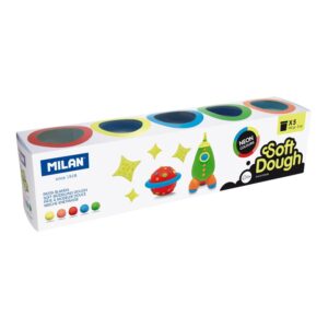 PLASTILINA MILAN SOFT DOUGH BOTE 5 COLOR NEON 142 GR