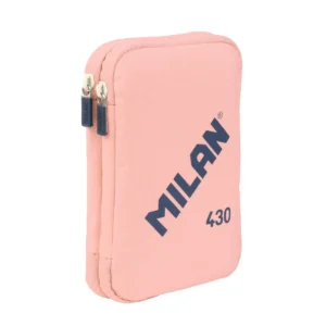 ESTUCHE P/LAPIZ MILAN 2 COMPARTIMIENTOS C/ACCESORIOS ROSADO