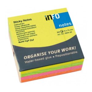 NOTAS ADHE. INFO 3X3 4COLORES NEON 320H