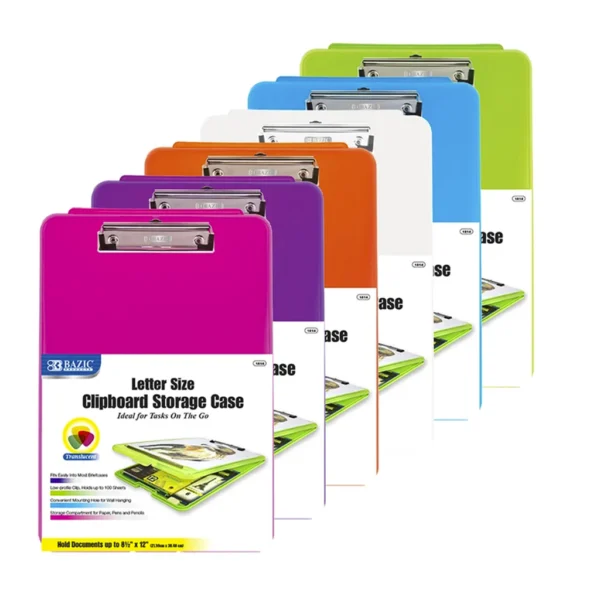 Clip-board tamaño carta Bazic Translucent con depósito