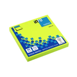 Notas Adhesivas Info 3 X 3 Verde Neon 80 Hojas